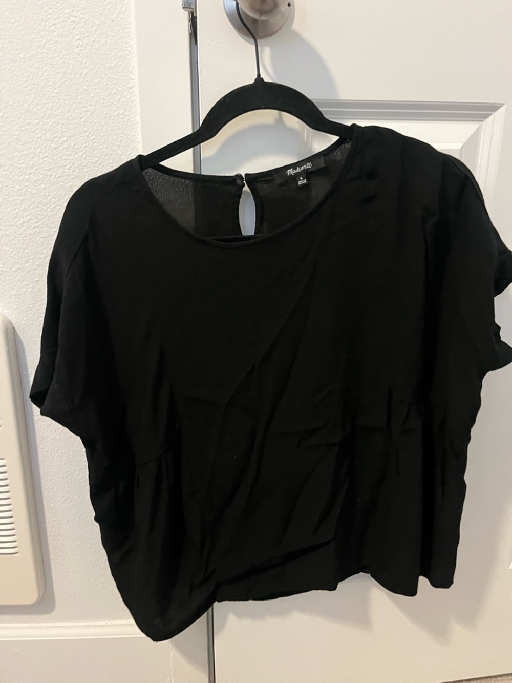 Madewell Black Short Sleeve Boxy Blouse